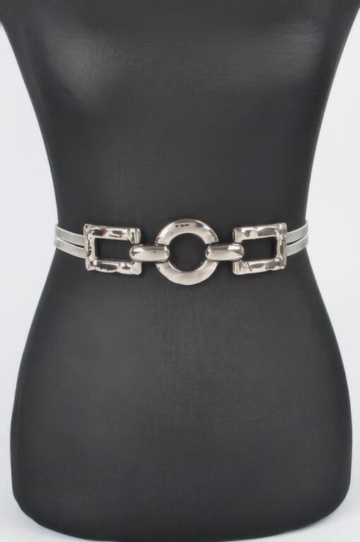 Hammered Metal Buckle Plus Size Stretch Belt