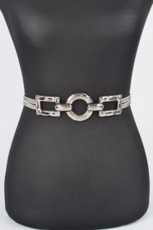 Hammered Metal Buckle Plus Size Stretch Belt