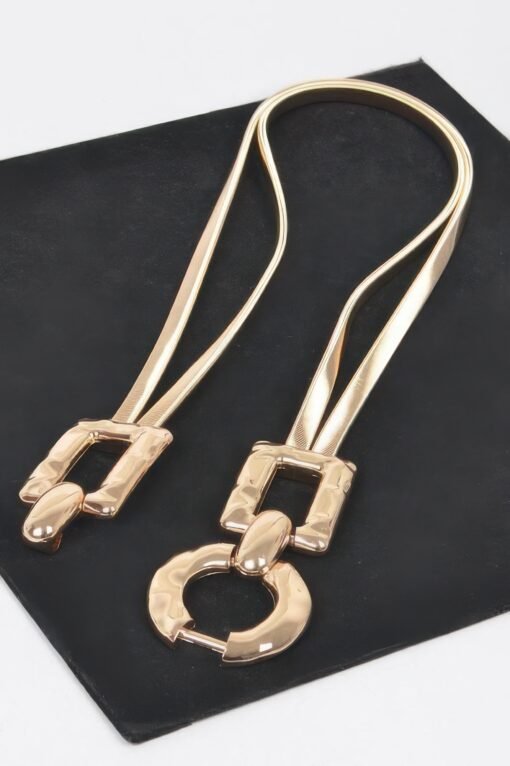 Hammered Metal Buckle Plus Size Stretch Belt