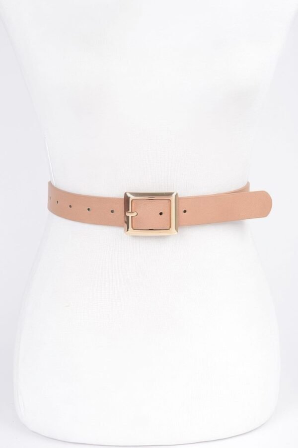 Simple Square Buckle Faux Leather Belt