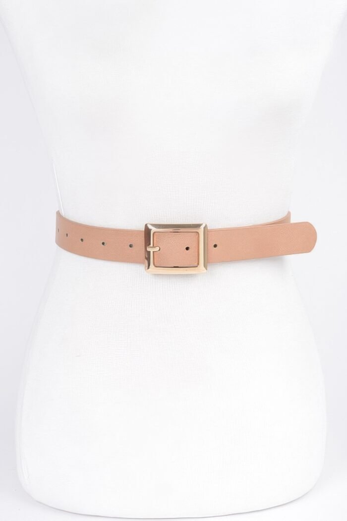 Simple Square Buckle Faux Leather Belt - Image 1