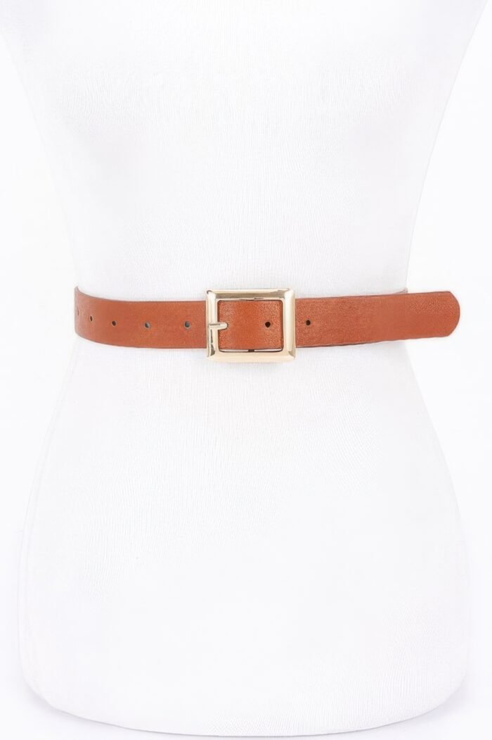 Simple Square Buckle Faux Leather Belt - Image 3