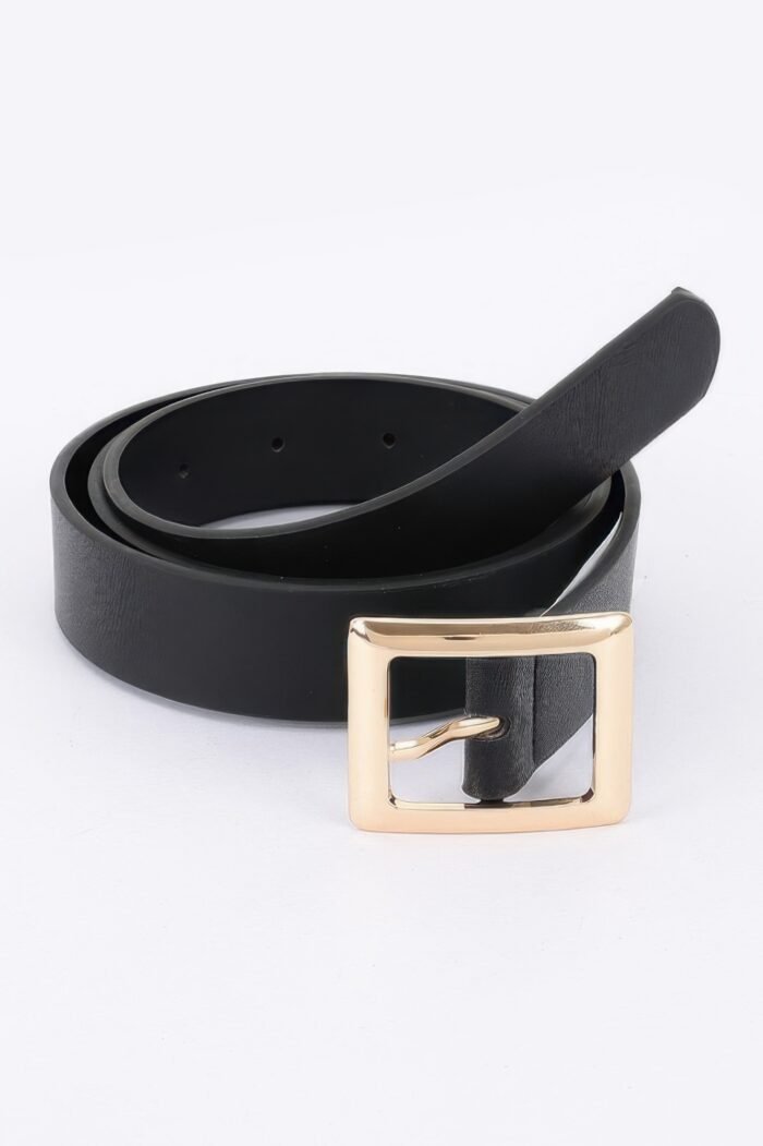 Simple Square Buckle Faux Leather Belt - Image 6