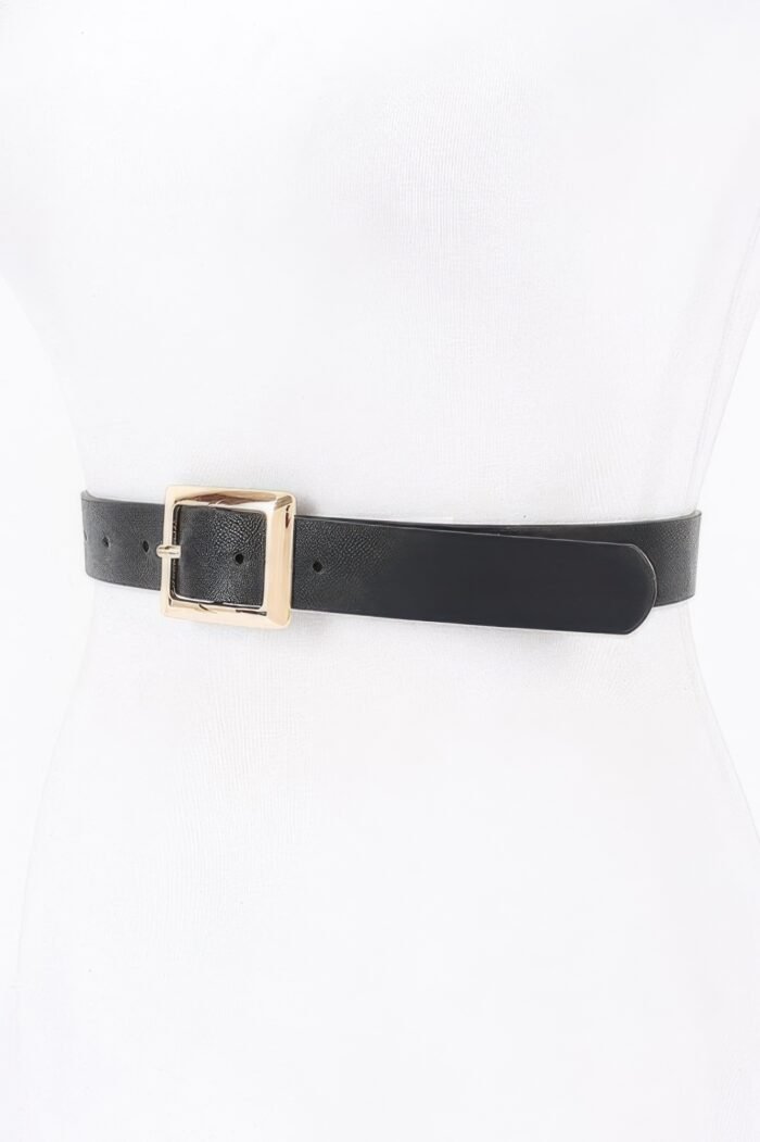 Simple Square Buckle Faux Leather Belt - Image 8