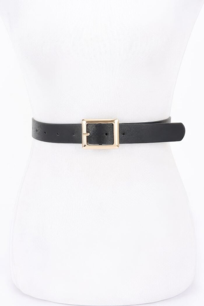 Simple Square Buckle Faux Leather Belt - Image 9