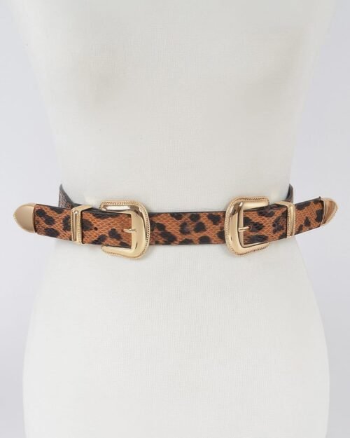 leopard three pieces metal buckle belt