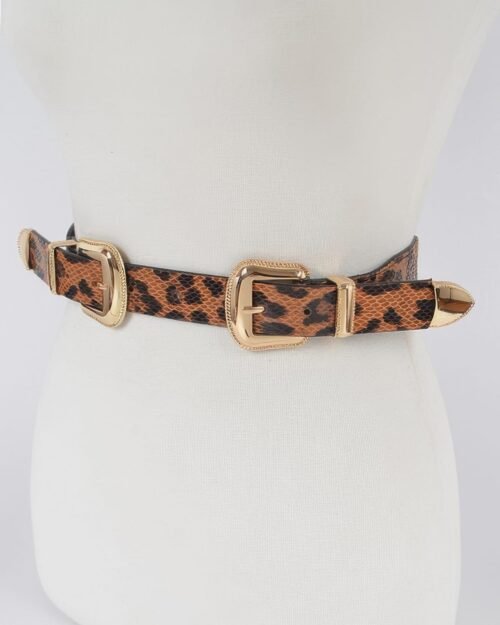 leopard three pieces metal buckle belt