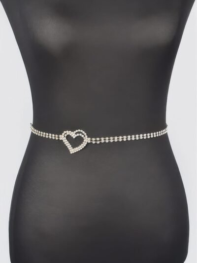 Rhinestone Heart Chain Belt