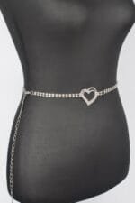 Rhinestone Heart Chain Belt