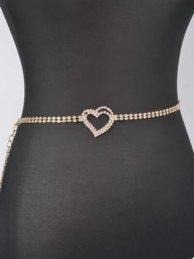 Rhinestone Heart Chain Belt Rhinestone Heart Chain Belt