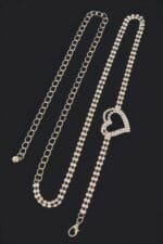 Rhinestone Heart Chain Belt
