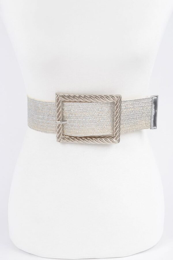 Wide Metal Buckle Clear Belt