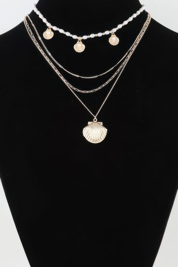 Multi Seashell Charm Drop Necklace