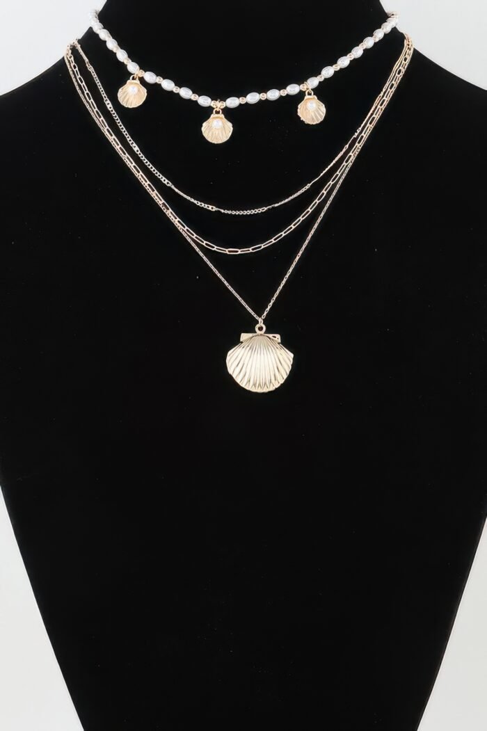 Multi Seashell Charm Drop Necklace - Image 1