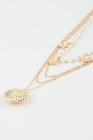 Multi Seashell Charm Drop Necklace