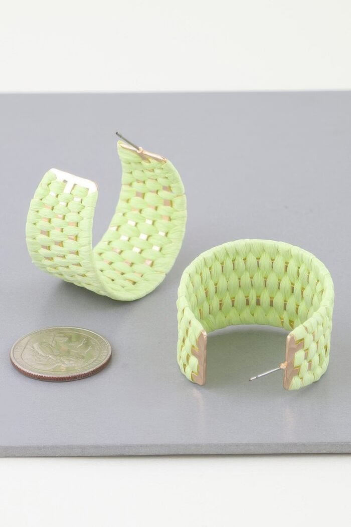 Wide Weaved Hoop Earrings - Image 1