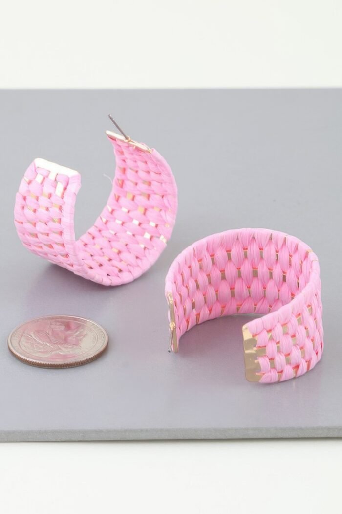 Wide Weaved Hoop Earrings - Image 2