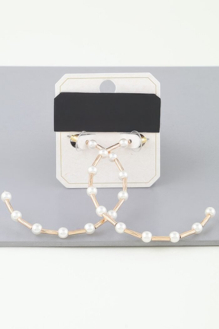Twisted Pearl Open Hoop Earrings - Image 1