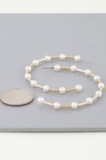 Twisted Pearl Open Hoop Earrings - Image 2