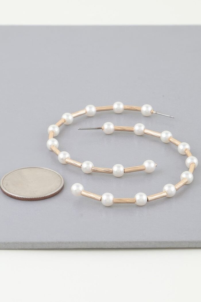 Twisted Pearl Open Hoop Earrings - Image 2