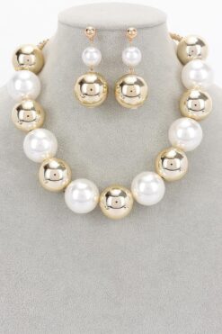 Faux Pearl And Ccb Ball Necklace