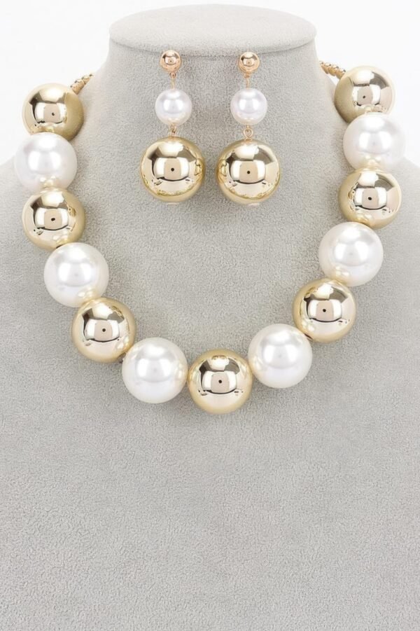 Faux Pearl And Ccb Ball Necklace