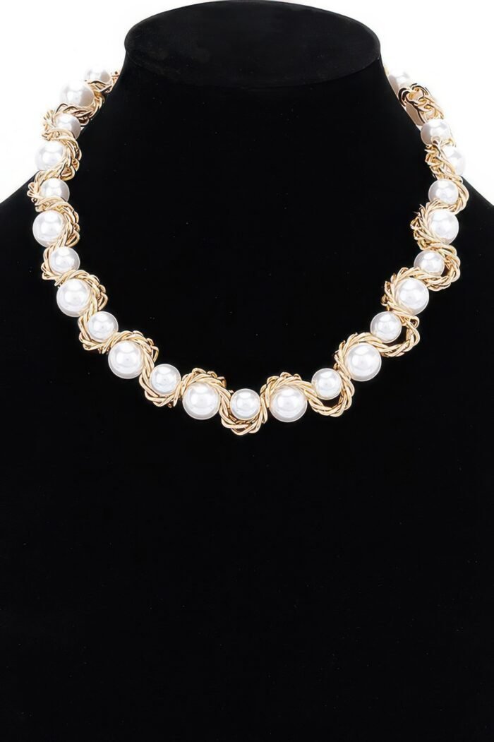 Faux Pearl Chain Necklace - Image 1