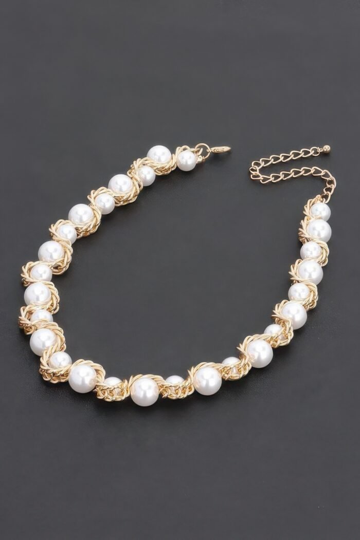 Faux Pearl Chain Necklace - Image 3