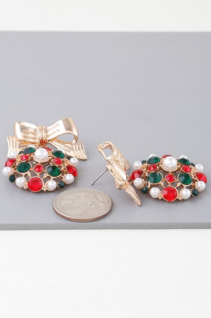 Bejeweled Ribbon Ornament Earrings - Image 3