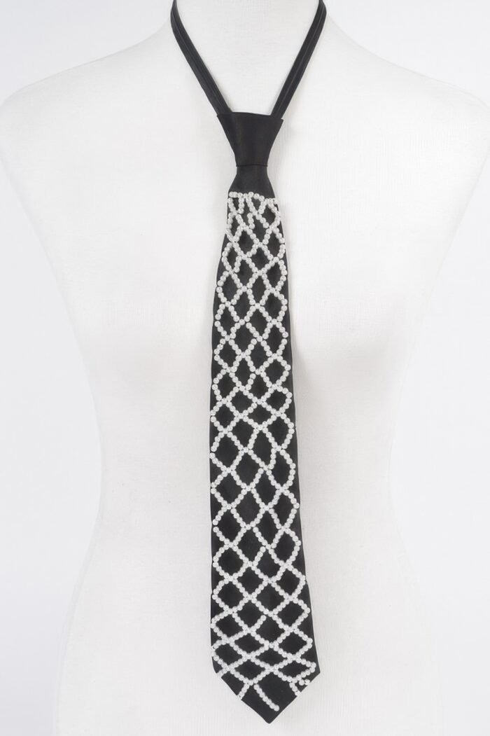 Handmade Faux Pearl Necktie Necklace - Image 1