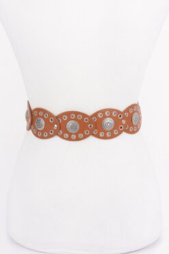 Faux Leather Oval Shape Vintage Belt
