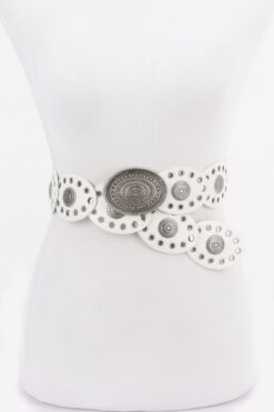 Faux Leather Oval Shape Vintage Belt