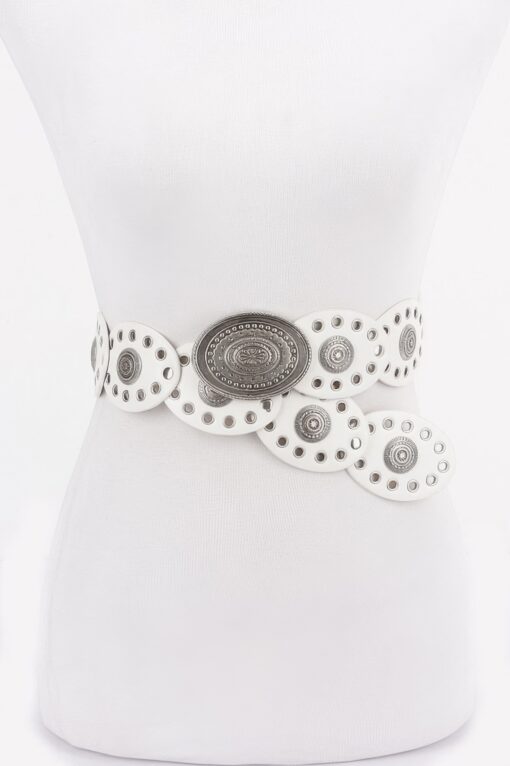 Faux Leather Oval Shape Vintage Belt - Image 6