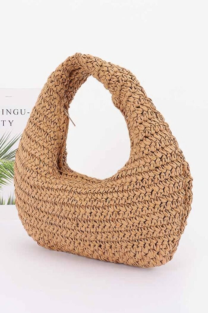 Faux Straw Braided Bindle Bag - Image 2