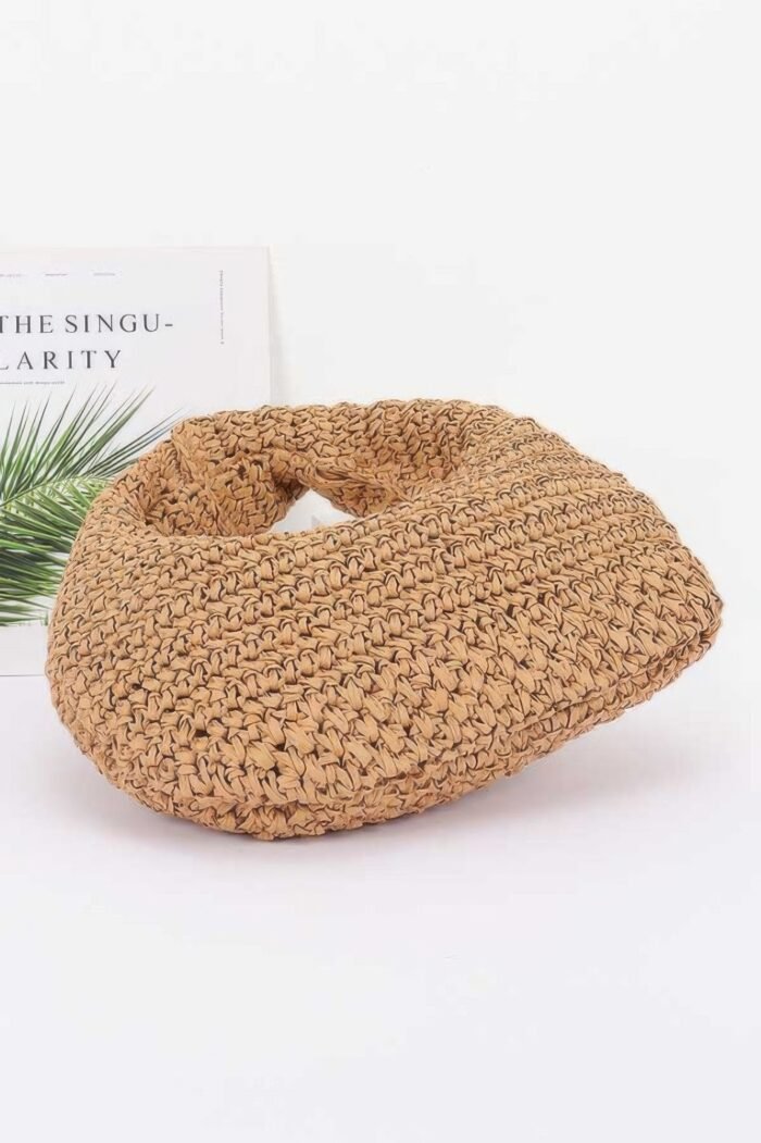 Faux Straw Braided Bindle Bag - Image 3