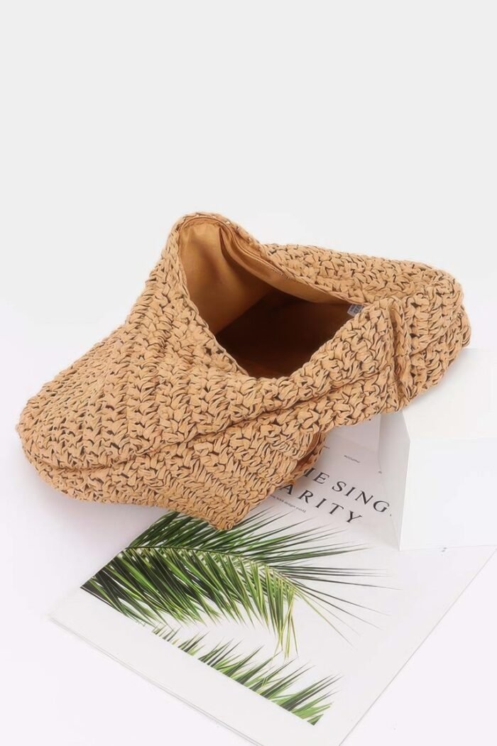 Faux Straw Braided Bindle Bag - Image 4