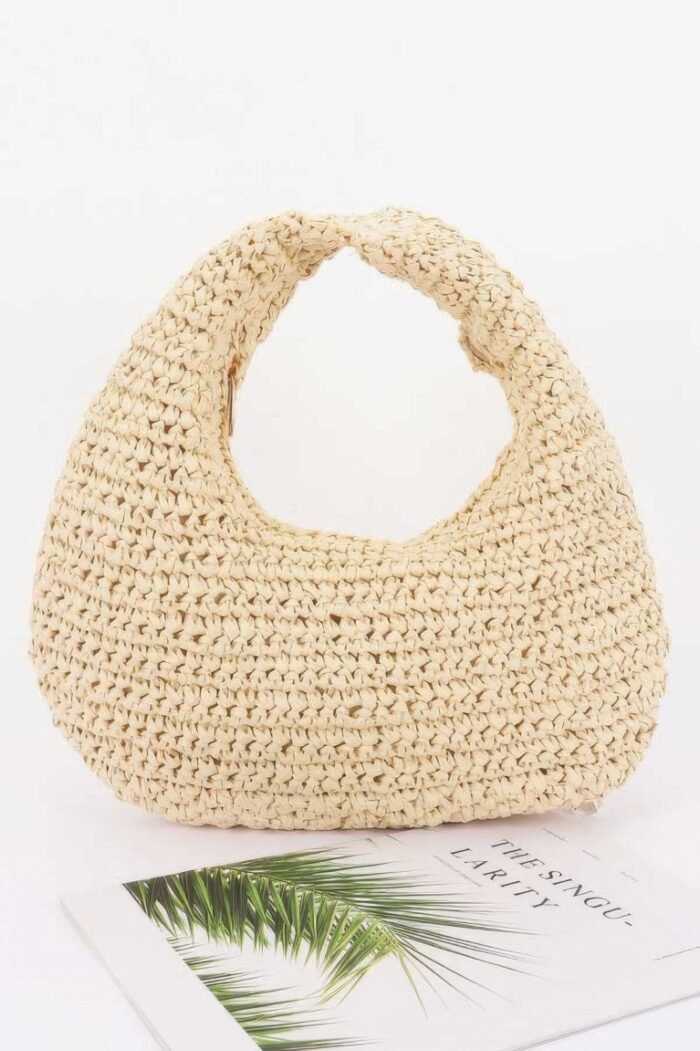 Faux Straw Braided Bindle Bag - Image 5