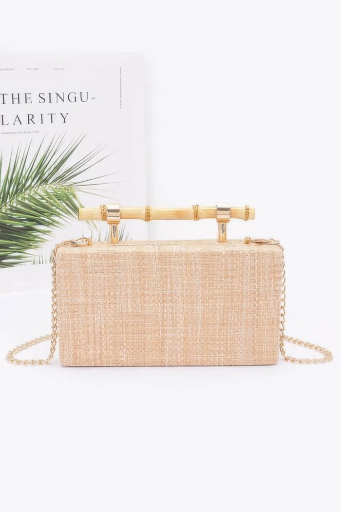 Faux Straw Bamboo Handle Case Bag - Image 1