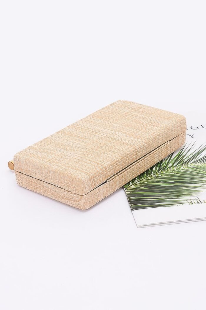 Faux Straw Bamboo Handle Case Bag - Image 3