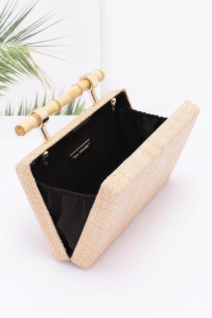 Faux Straw Bamboo Handle Case Bag - Image 4