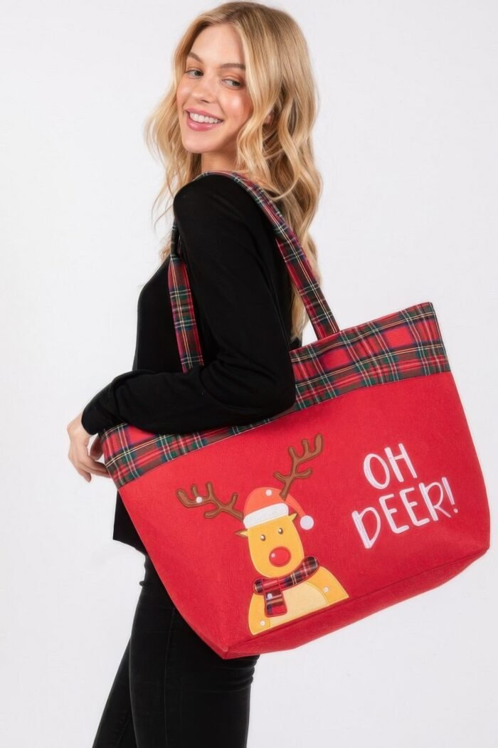 Oh Deer Letter Reindeer Christmas Tote Bag - Image 2