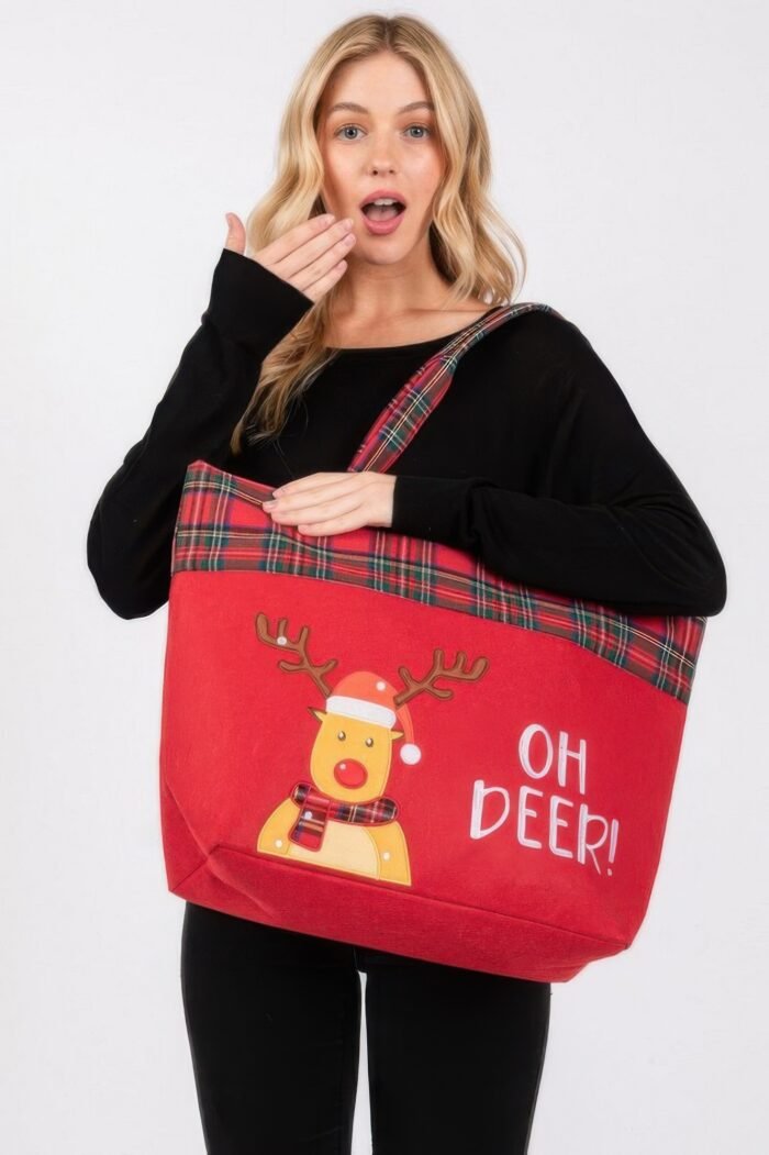 Oh Deer Letter Reindeer Christmas Tote Bag - Image 3