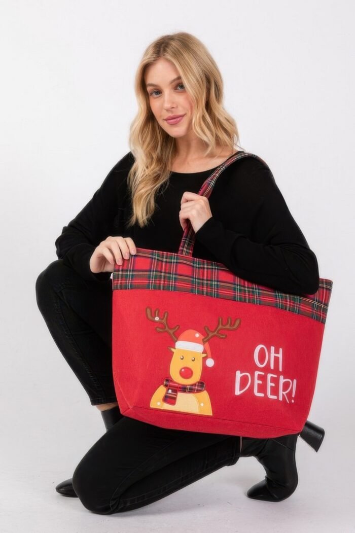Oh Deer Letter Reindeer Christmas Tote Bag - Image 4
