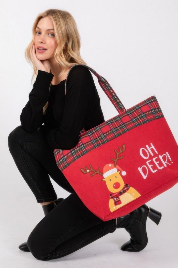 Oh Deer Letter Reindeer Christmas Tote Bag - Image 5