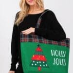 Holly Jolly Letter Christmastree Christmas Totebag