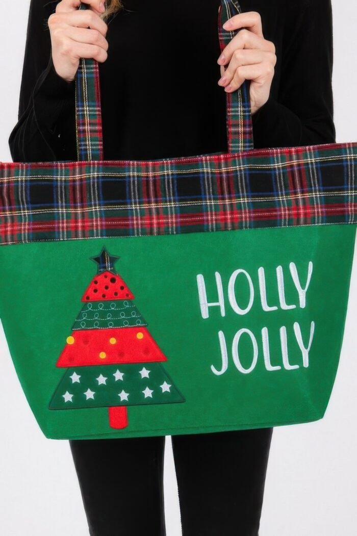 Holly Jolly Letter Christmastree Christmas Totebag - Image 5