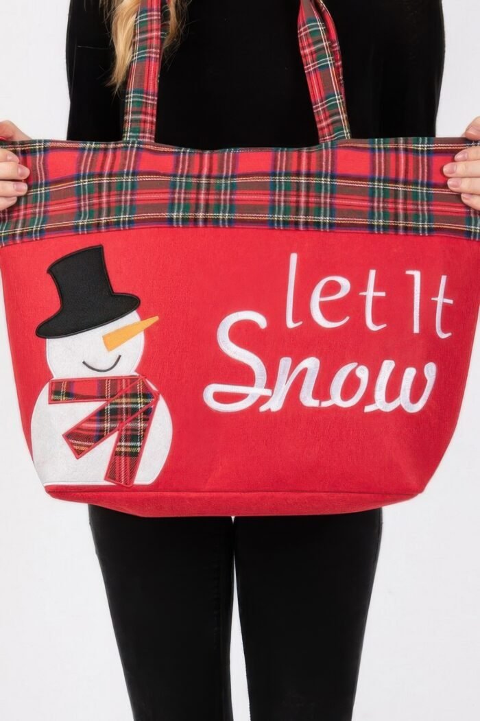 Let It Snow Letter Snowman Christmas Tote Bag - Image 7