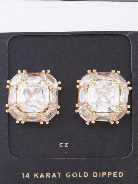 Double Cubic Rhinestone Stud Earrings