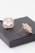 Double Cubic Rhinestone Stud Earrings