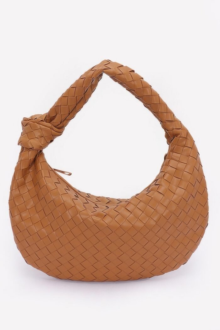 Faux Leather Braided Big Hobo Bag - Image 2